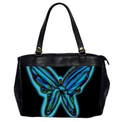 Blue Butterfly Office Handbags (2 Sides)  by Valentinaart