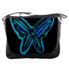 Blue Butterfly Messenger Bags by Valentinaart