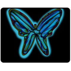 Blue Butterfly Double Sided Fleece Blanket (medium)  by Valentinaart