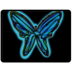 Blue Butterfly Double Sided Fleece Blanket (large)  by Valentinaart