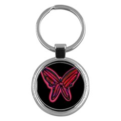 Red Butterfly Key Chains (round)  by Valentinaart