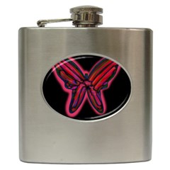 Red Butterfly Hip Flask (6 Oz) by Valentinaart