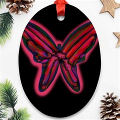 Red Butterfly Oval Ornament (two Sides) by Valentinaart