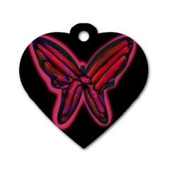 Red Butterfly Dog Tag Heart (two Sides) by Valentinaart