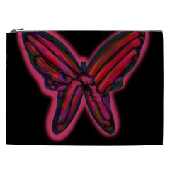 Red Butterfly Cosmetic Bag (xxl)  by Valentinaart