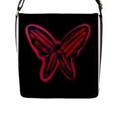 Red Butterfly Flap Messenger Bag (l)  by Valentinaart