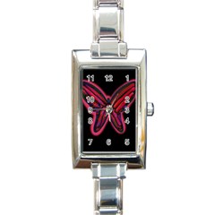 Red Butterfly Rectangle Italian Charm Watch by Valentinaart