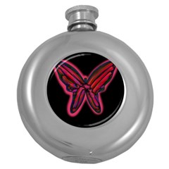 Red Butterfly Round Hip Flask (5 Oz) by Valentinaart