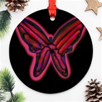 Red butterfly Round Ornament (Two Sides)  Back