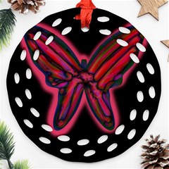 Red Butterfly Round Filigree Ornament (2side) by Valentinaart