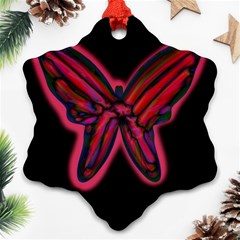 Red Butterfly Snowflake Ornament (2-side) by Valentinaart