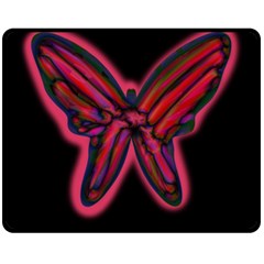 Red Butterfly Double Sided Fleece Blanket (medium)  by Valentinaart