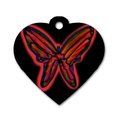 Red Butterfly Dog Tag Heart (two Sides) by Valentinaart