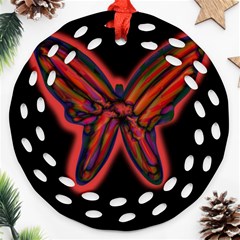 Red Butterfly Round Filigree Ornament (2side)