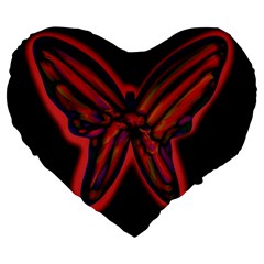 Red Butterfly Large 19  Premium Flano Heart Shape Cushions by Valentinaart