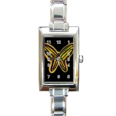 Night Butterfly Rectangle Italian Charm Watch by Valentinaart