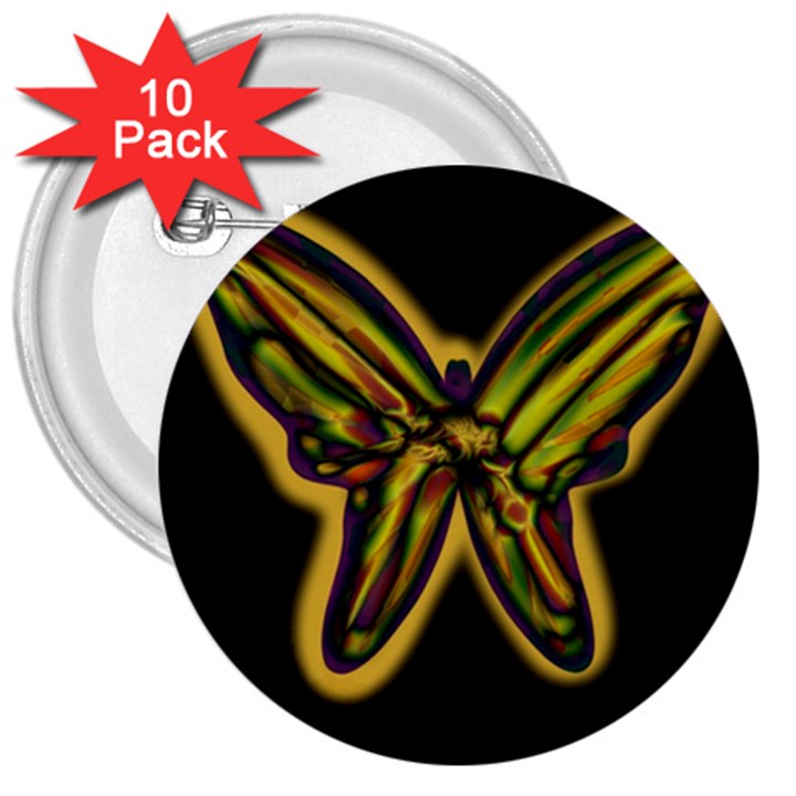 Night butterfly 3  Buttons (10 pack) 