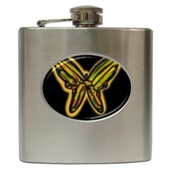 Night Butterfly Hip Flask (6 Oz) by Valentinaart