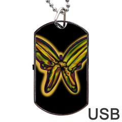 Night Butterfly Dog Tag Usb Flash (one Side) by Valentinaart