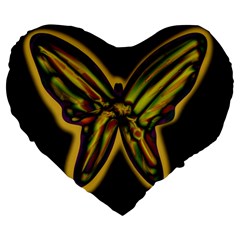 Night Butterfly Large 19  Premium Flano Heart Shape Cushions by Valentinaart