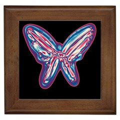 Neon Butterfly Framed Tiles by Valentinaart