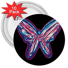 Neon Butterfly 3  Buttons (10 Pack)  by Valentinaart