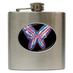 Neon Butterfly Hip Flask (6 Oz) by Valentinaart