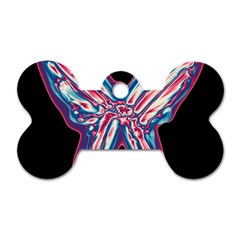 Neon Butterfly Dog Tag Bone (two Sides) by Valentinaart