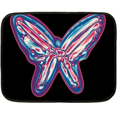 Neon Butterfly Double Sided Fleece Blanket (mini)  by Valentinaart