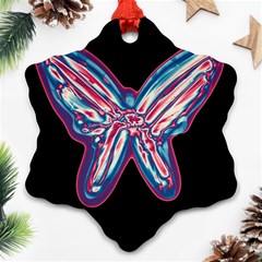 Neon Butterfly Ornament (snowflake)  by Valentinaart