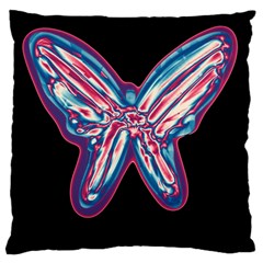 Neon Butterfly Large Cushion Case (one Side) by Valentinaart