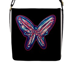 Neon Butterfly Flap Messenger Bag (l)  by Valentinaart