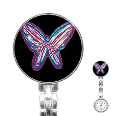 Neon Butterfly Stainless Steel Nurses Watch by Valentinaart