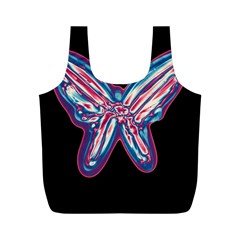 Neon Butterfly Full Print Recycle Bags (m)  by Valentinaart