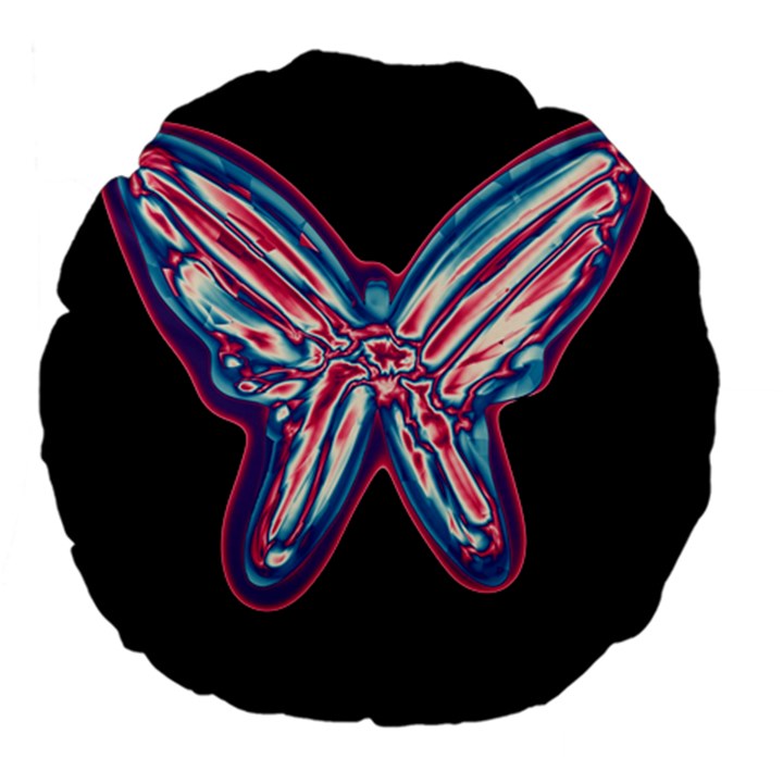 Neon butterfly Large 18  Premium Flano Round Cushions