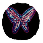 Neon butterfly Large 18  Premium Flano Round Cushions Back