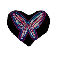 Neon Butterfly Standard 16  Premium Flano Heart Shape Cushions by Valentinaart