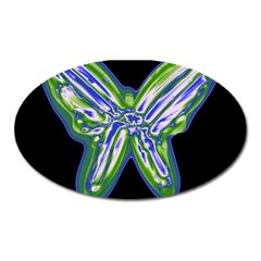 Green Neon Butterfly Oval Magnet by Valentinaart