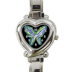 Green Neon Butterfly Heart Italian Charm Watch by Valentinaart