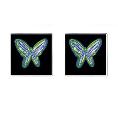 Green Neon Butterfly Cufflinks (square) by Valentinaart