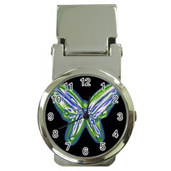 Green Neon Butterfly Money Clip Watches by Valentinaart