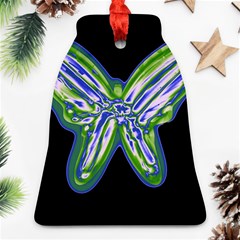 Green Neon Butterfly Ornament (bell)  by Valentinaart