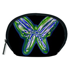 Green Neon Butterfly Accessory Pouches (medium)  by Valentinaart