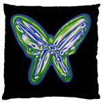 Green neon butterfly Large Flano Cushion Case (Two Sides) Front