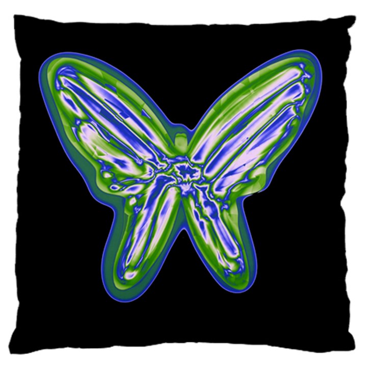 Green neon butterfly Large Flano Cushion Case (Two Sides)