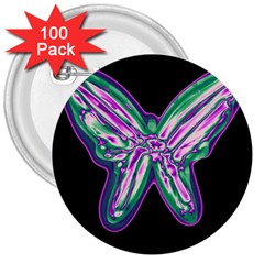 Neon Butterfly 3  Buttons (100 Pack)  by Valentinaart