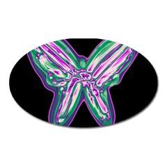 Neon Butterfly Oval Magnet by Valentinaart