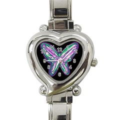 Neon Butterfly Heart Italian Charm Watch by Valentinaart