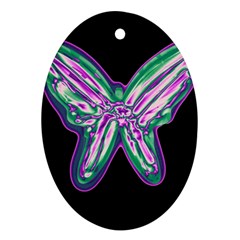 Neon Butterfly Oval Ornament (two Sides) by Valentinaart