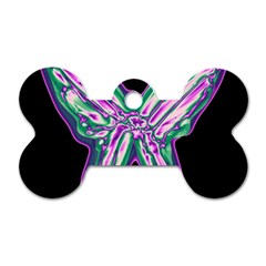 Neon Butterfly Dog Tag Bone (one Side) by Valentinaart